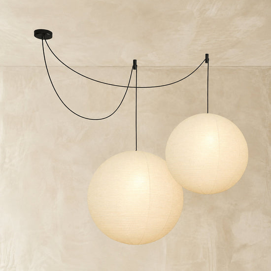 Round Sculptural Bamboo Pendant Light Warm Light for Dining Room & Bedroom