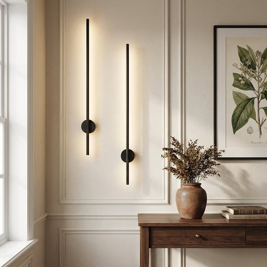 Linear LED Wall Lamp, 2.3-Inch x H 23.6~47.2-Inch, Black, Warm Light for Living Room & Dining Room