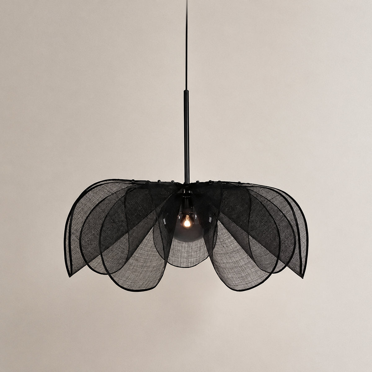 Woven Abaca Fiber Floral Pendant Lamp