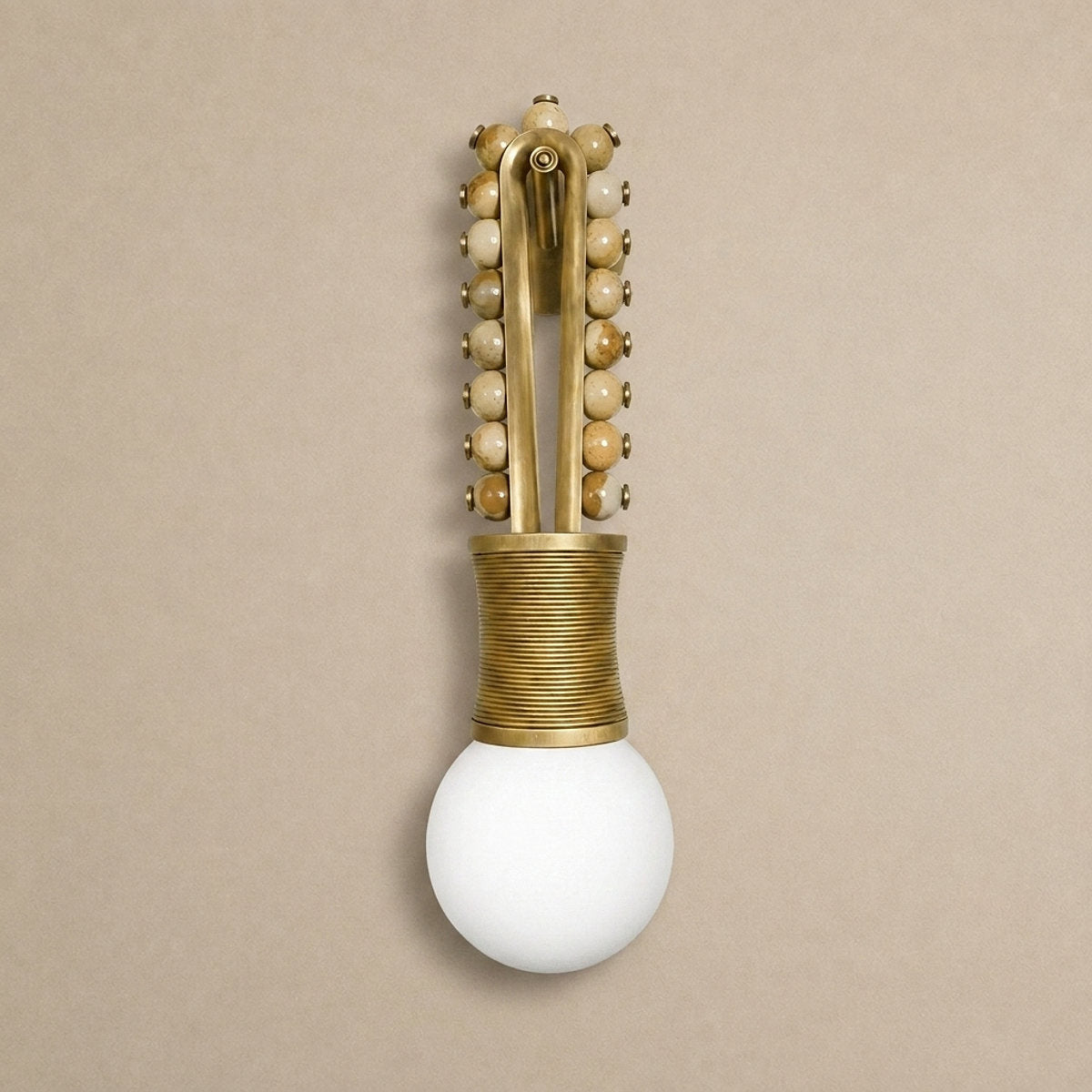 Ardora Wall Lamp, 5.5-Inch x H 24.4-Inch, Brass & Green for Living Room