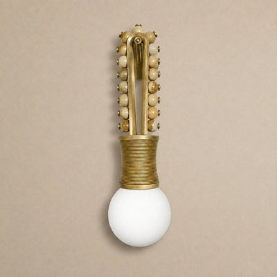 Ardora Wall Lamp, 5.5-Inch x H 24.4-Inch, Brass & Green for Living Room