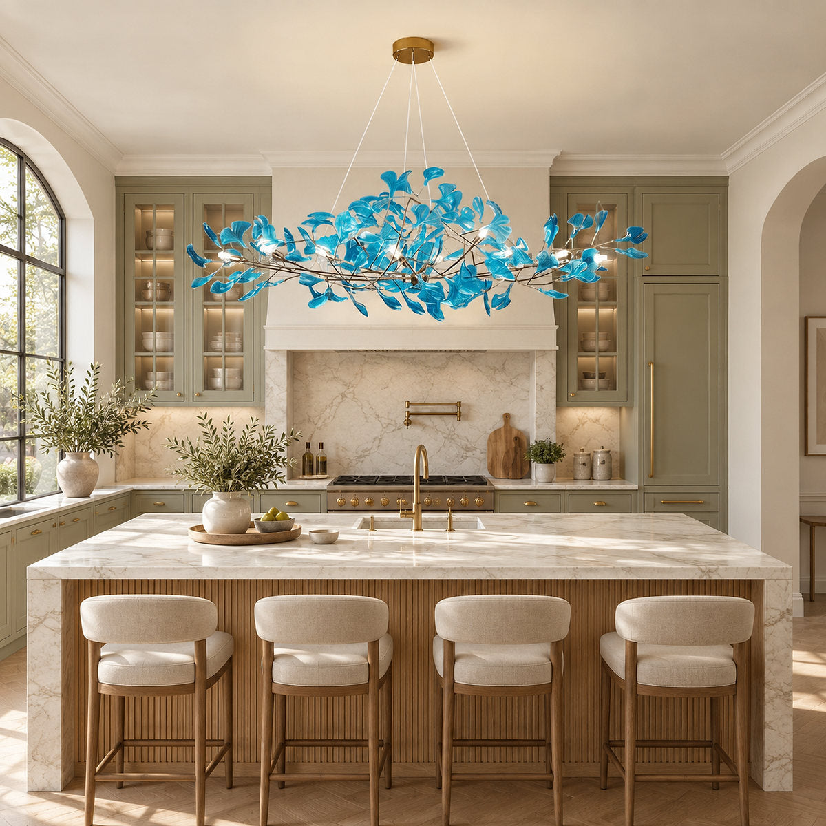 Tricolordeer Botanical Linear Multi-Light Chandelier