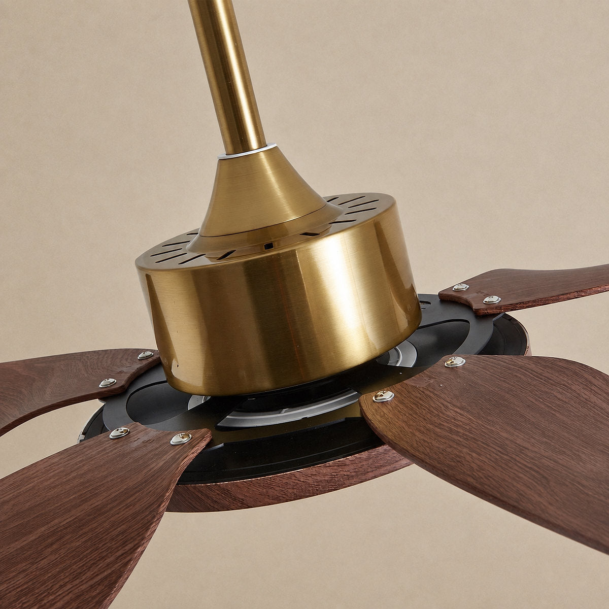 Sirocco Breeze Ceiling Fan Light, 42~48-Inch x H 13.8-Inch, Walnut Grain & Gold & White, Three-Color Light for Living Room