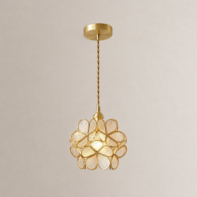 Petal-Shaped Glass Pendant Light with Brass Fitting