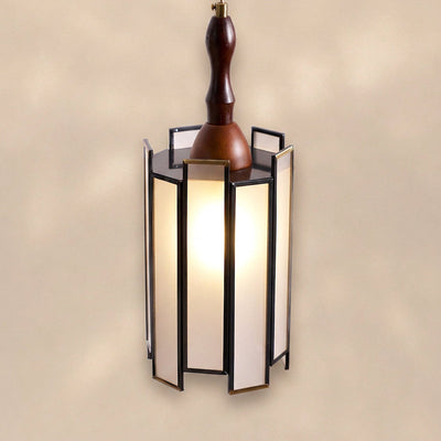 Artisan Glass and Wood Pendant Lamp for Dining Room & Living Room
