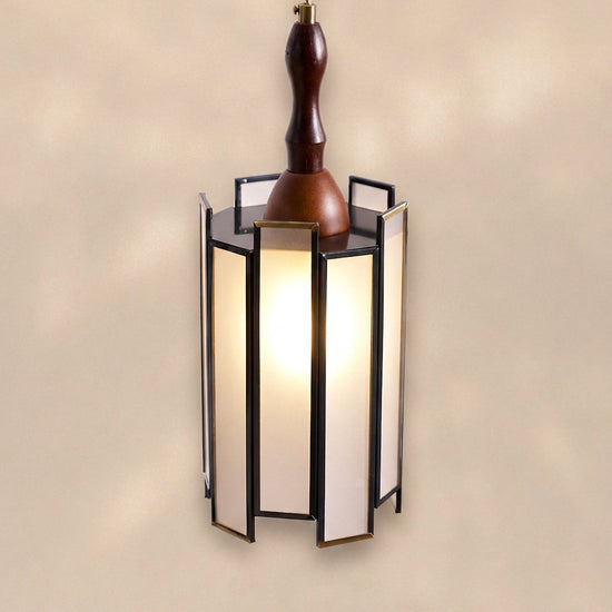 Artisan Glass and Wood Pendant Lamp for Dining Room & Living Room