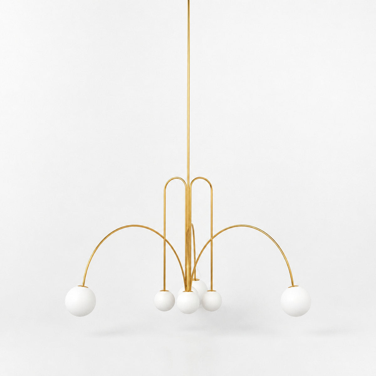Sculptural Multi-Head Nickel and Glass Chandelier