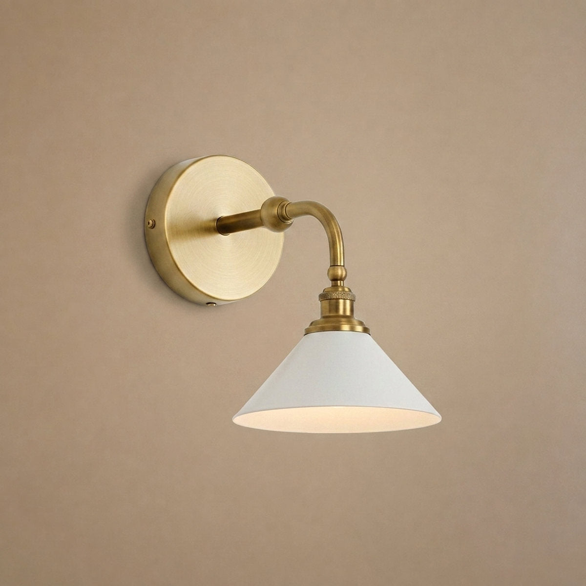 Bridgemont Wall Lamp, 9.1-Inch, Brass & White for Living Room