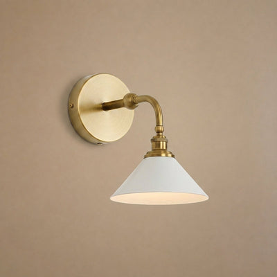 Bridgemont Wall Lamp, 9.1-Inch, Brass & White for Living Room