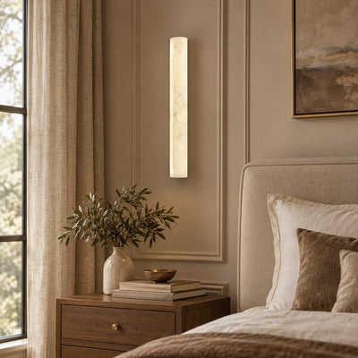 Luminara Alabaster Wall Lamp, L 1.9-Inch x W 2.9-Inch x H 19.7-Inch, White, Warm Light for Living Room & Dining Room