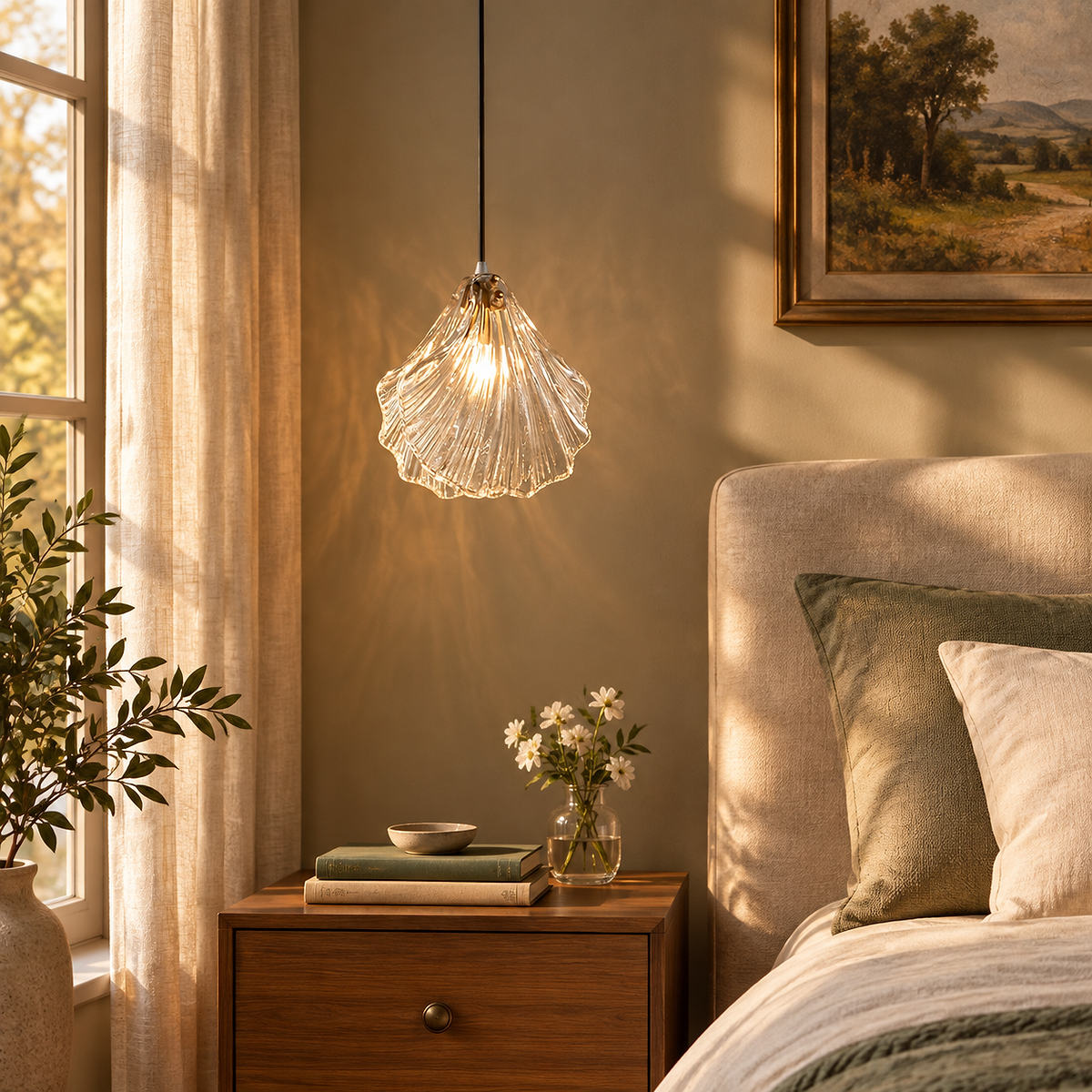 Hand-Blown Glass Swag Pendant Light