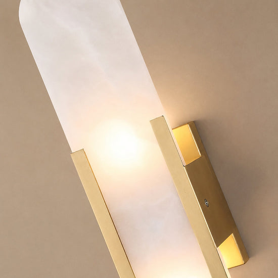Oblong Alabaster Wall Lamp, 3.9-Inch x H 13.8~19.7-Inch, Black for Living Room & Dining Room