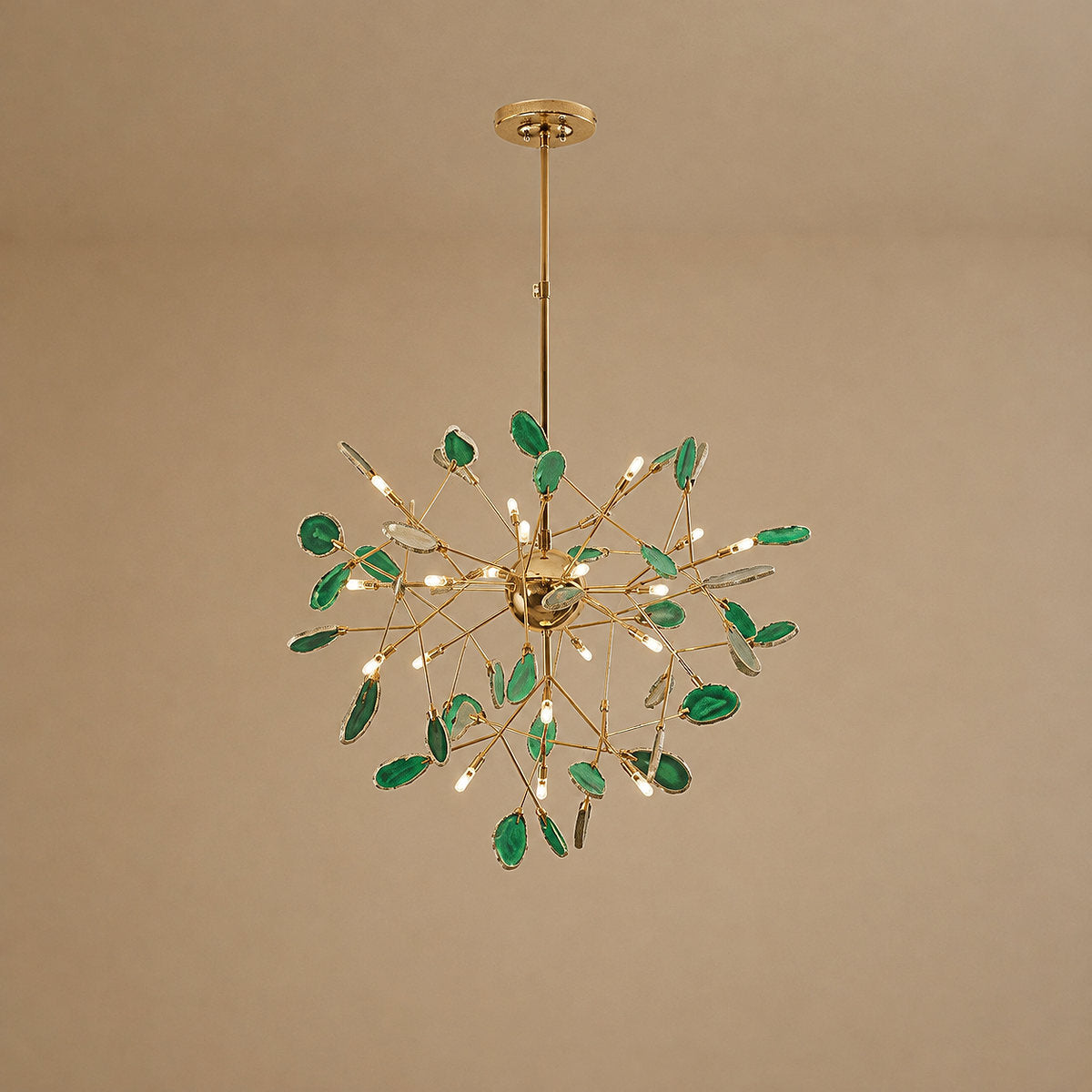 Rose Gold Chandelier with Natural Stone Slices