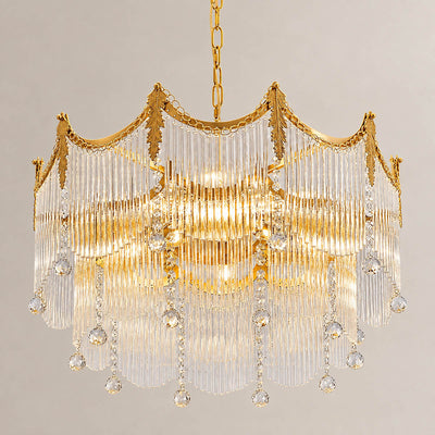 Round Brass Glass 5/8/12-Head Chandelier