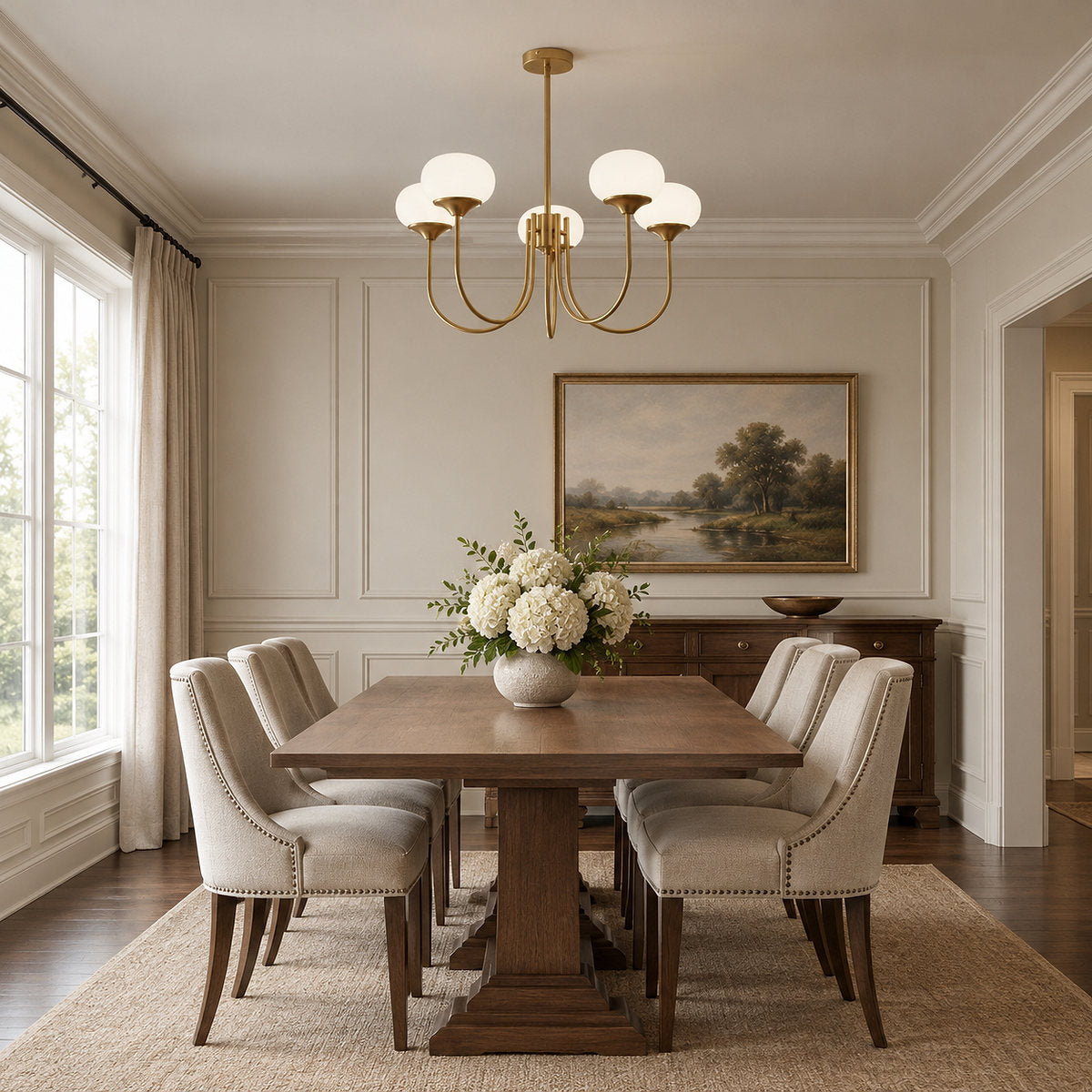 Hand-Sprayed Glass Multi-Light Chandelier