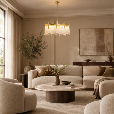 Round Brass Glass 5/8/12-Head Chandelier