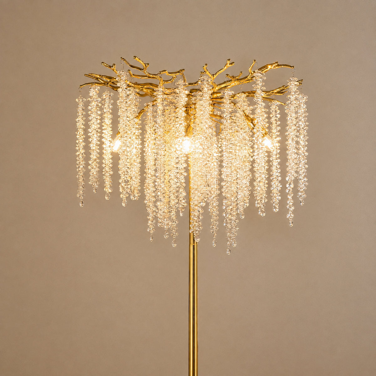 Tricolordeer Gold K9 Crystal Floor Standing Chandelier