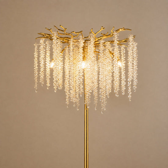 Tricolordeer Gold K9 Crystal Floor Standing Chandelier