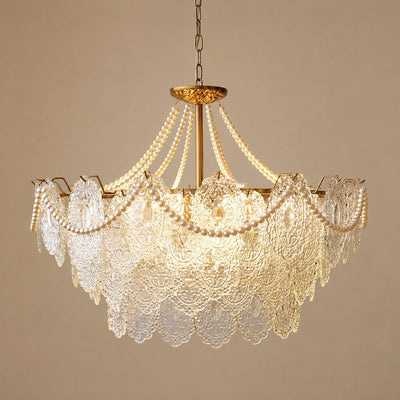 Gold Glass Drop Chandelier