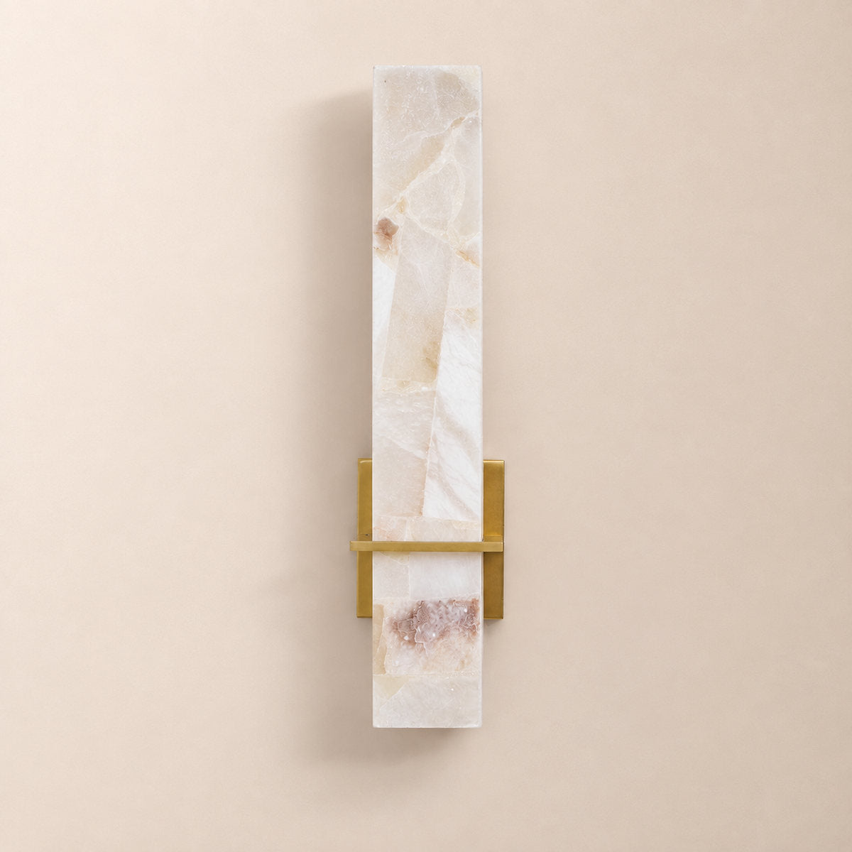 Milan Alabaster Wall Lamp, 4.7-Inch x H 18.9-Inch, Brass & White, Triac Warm Dimming for Living Room & Dining Room