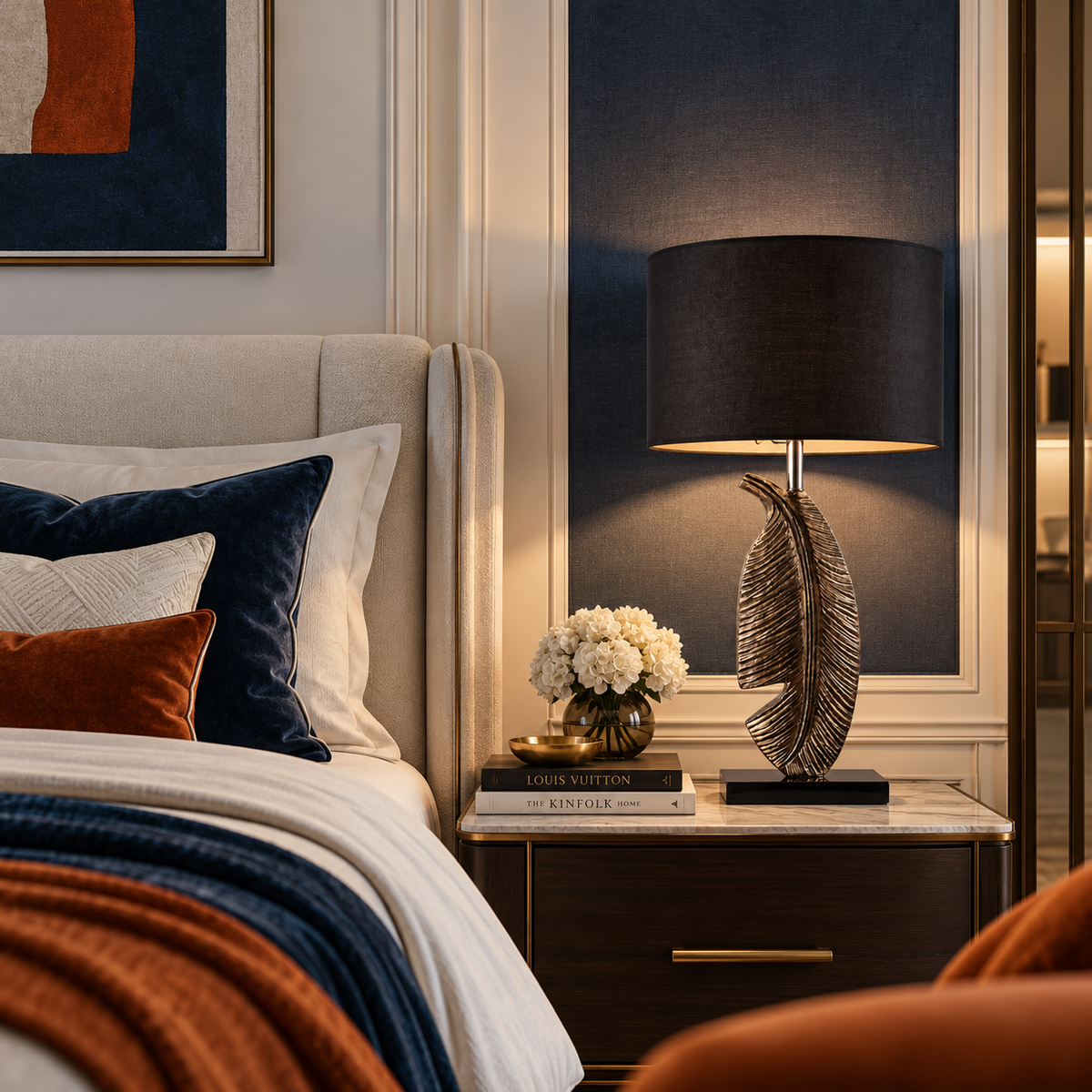 Tricolordeer Sculptural Gold Feather Table Lamp