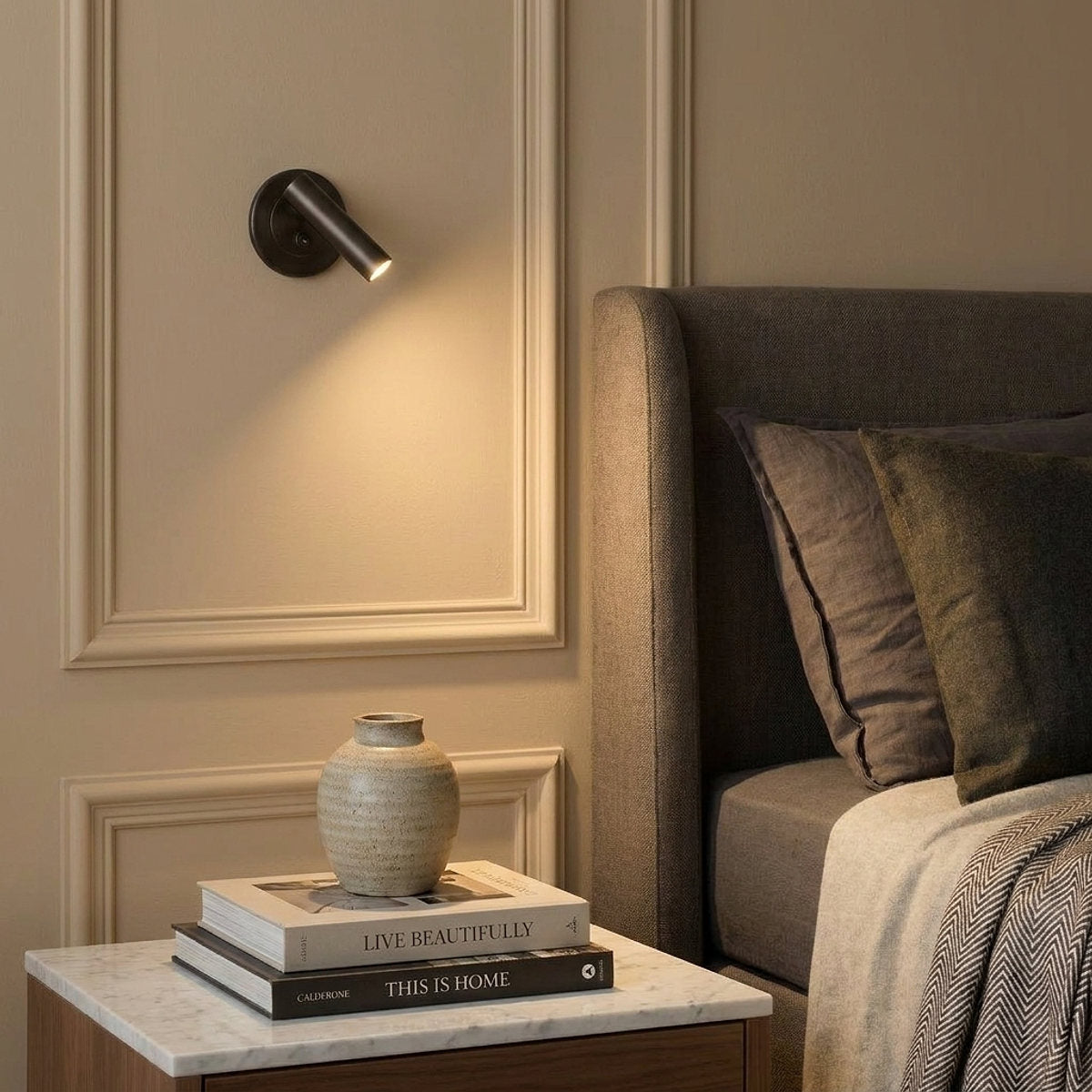 Reading Wall Lamp, 3.1-Inch x H 4.3-Inch, Brushed Bronze, Warm Light for Bedroom & Living Room