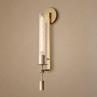 French Classicism Wall Lamp, 4.7~9-Inch x H 28-Inch, Brass & Clear glass for Living Room & Dining Room