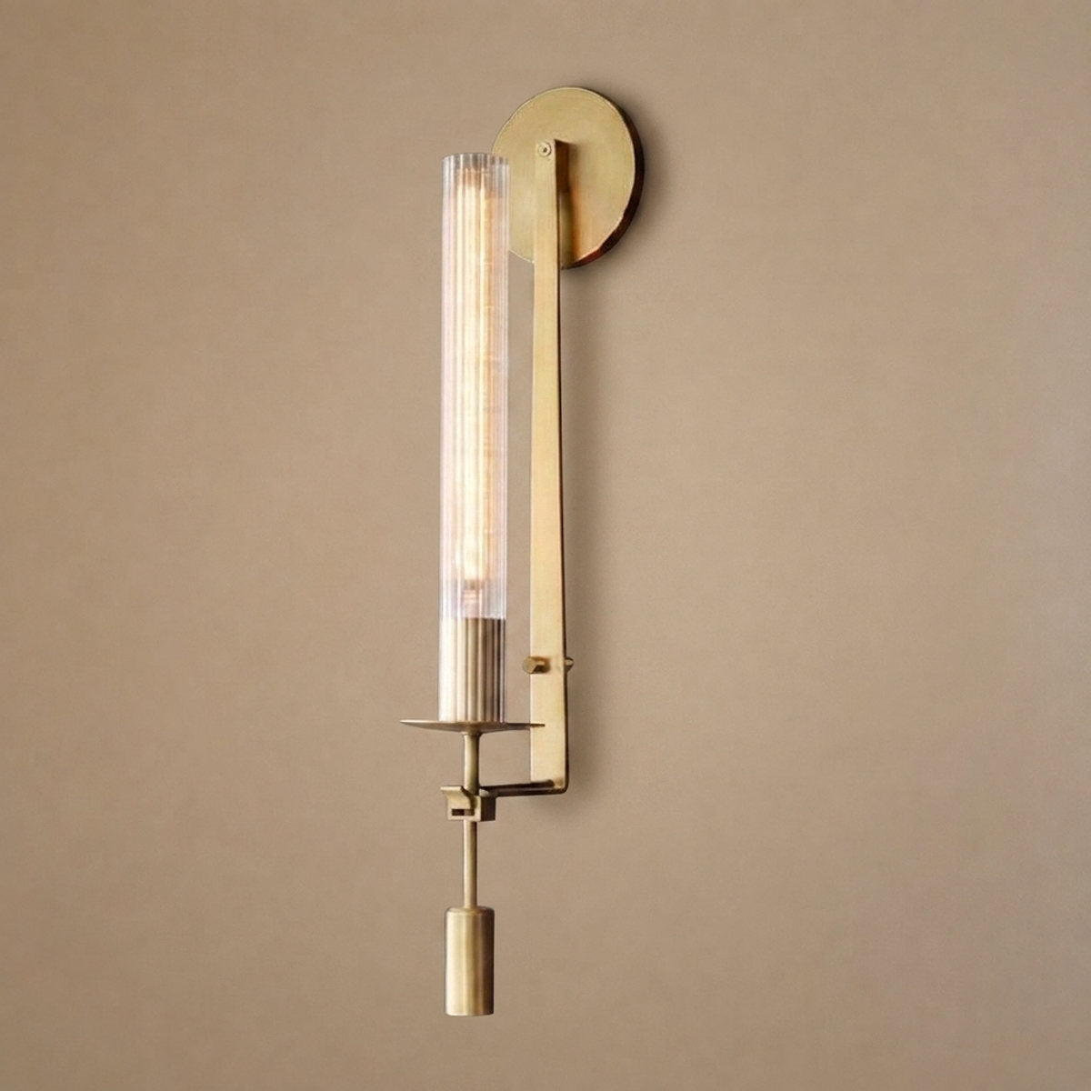 French Classicism Wall Lamp, 4.7~9-Inch x H 28-Inch, Brass & Clear glass for Living Room & Dining Room
