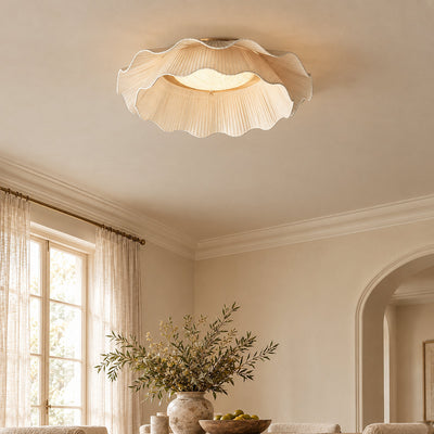 Tricolordeer Pleated Brass Flush Mount Ceiling Lamp