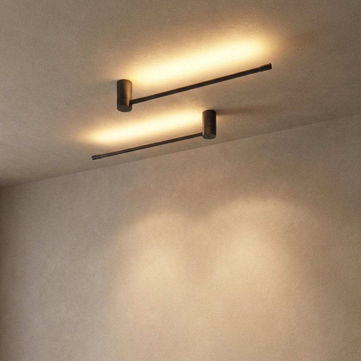 Linear LED Rechargeable Wall Lamp, 2.3-Inch x H 23.6~47.2-Inch, Black, Three-Color Light & USB Charging for Bedroom & Living Room