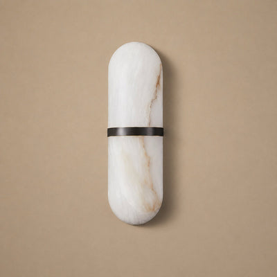 Alabaster Pill Wall Lamp, 3.9~4.7-Inch x H 15.7-Inch, Brass, Warm Light for Living Room & Dining Room