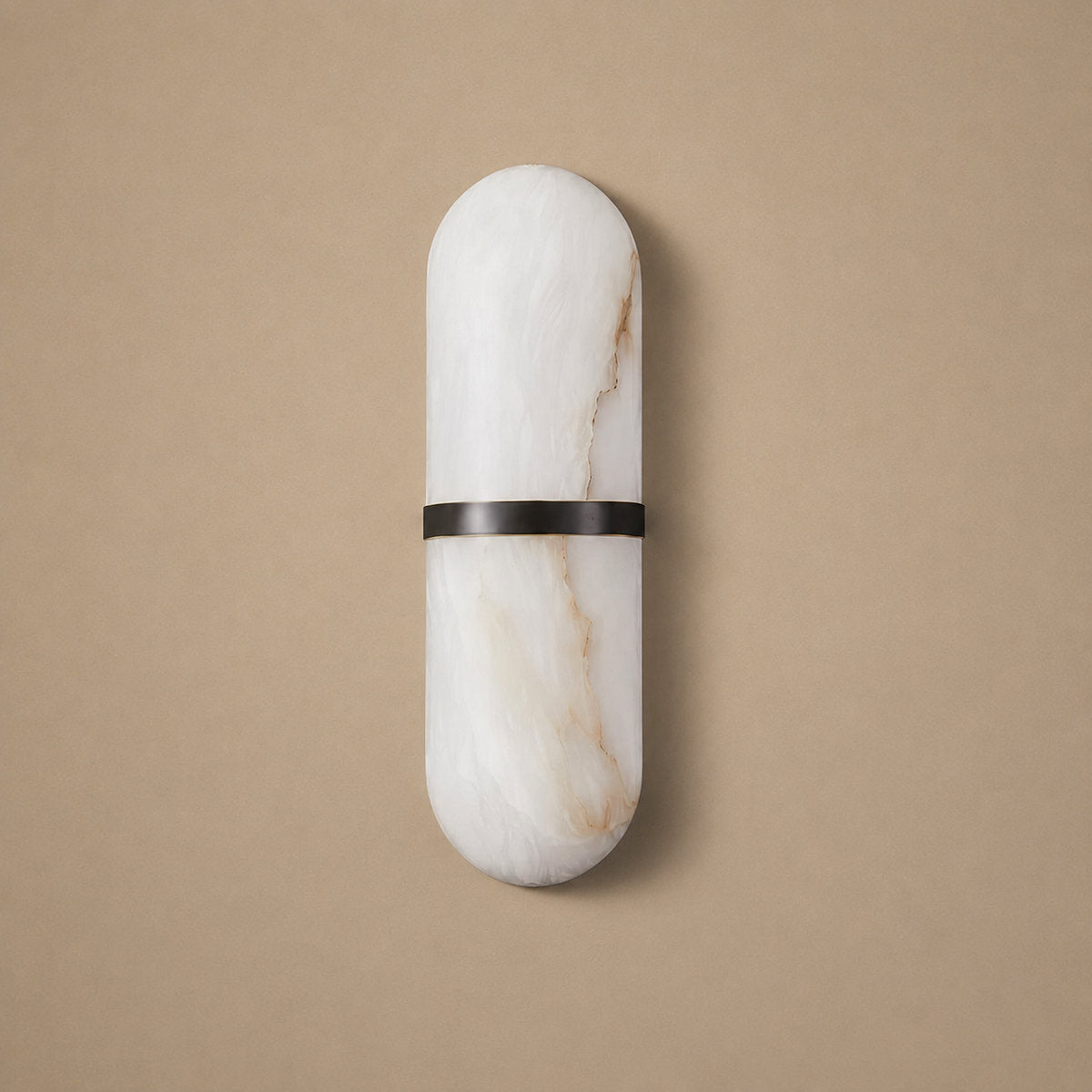 Alabaster Pill Wall Lamp, 3.9~4.7-Inch x H 15.7-Inch, Brass, Warm Light for Living Room & Dining Room