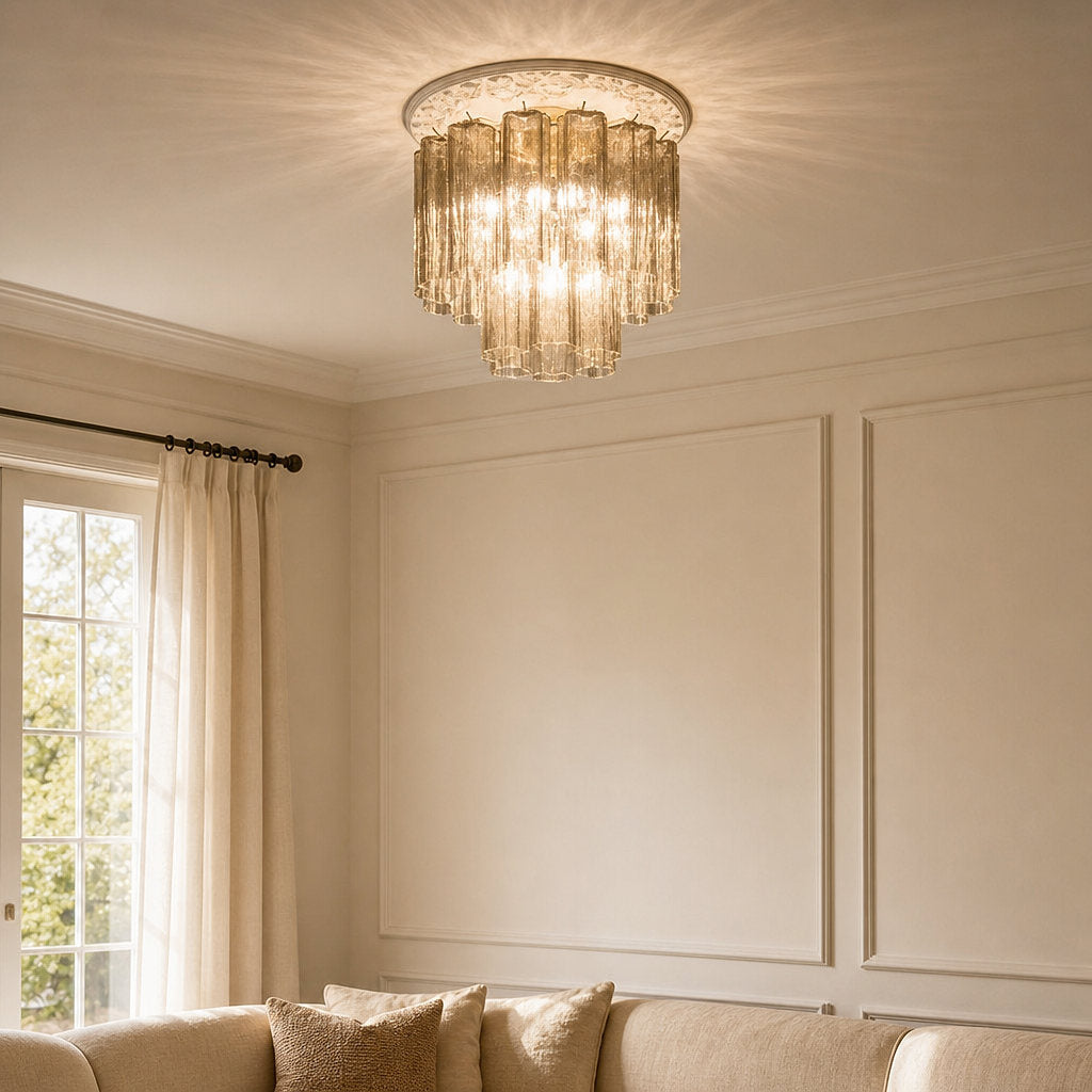 Radial Starburst Glass Ceiling Lamp