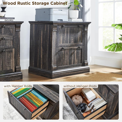 OKD Farmhouse 2-Drawer Lateral Filing Cabinet with Hanging File Folders