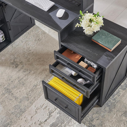 JXQTLINGMU 67 Inch Modern Farmhouse Computer Desk with File Cabinet