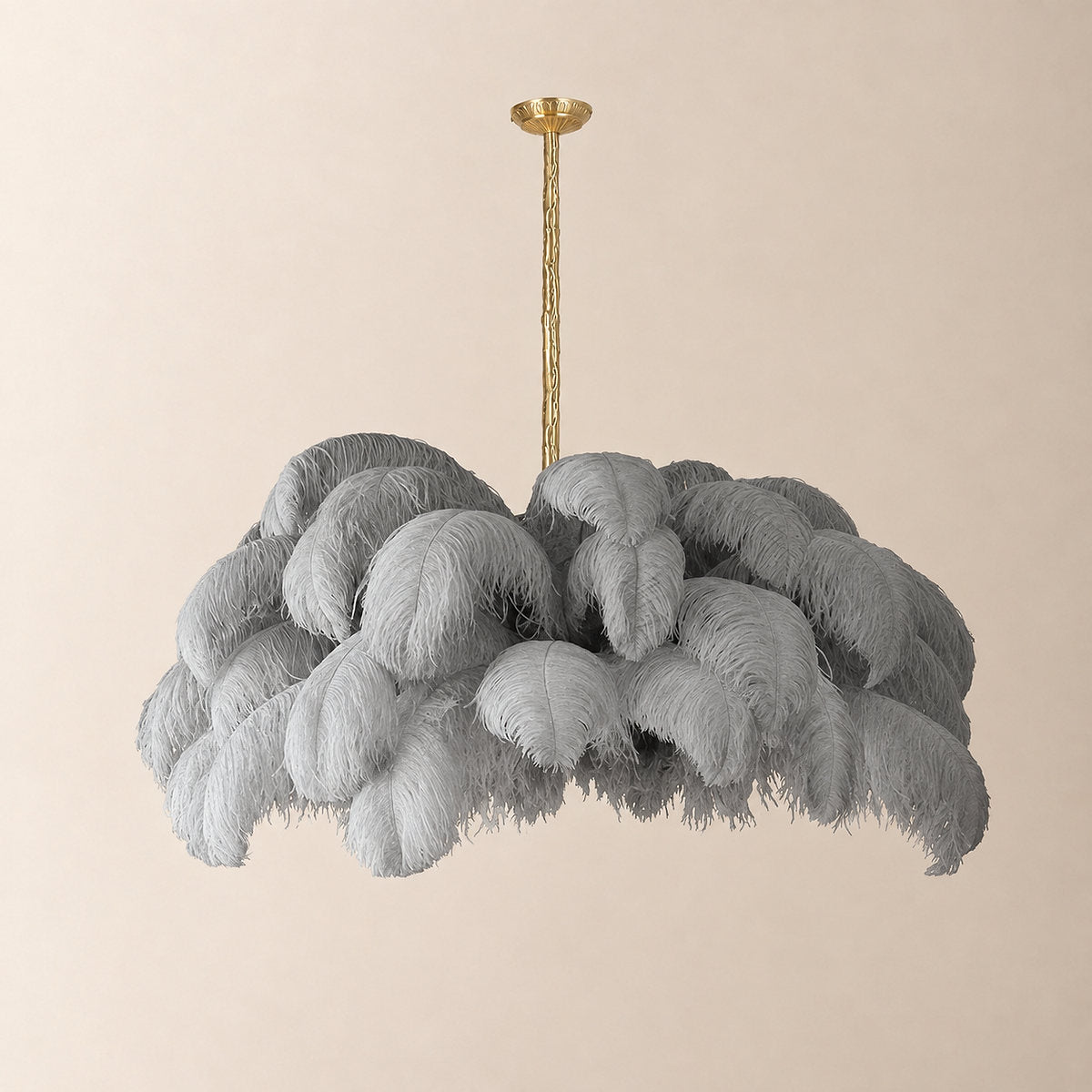 Tricolordeer Layered Plume Brass Chandelier