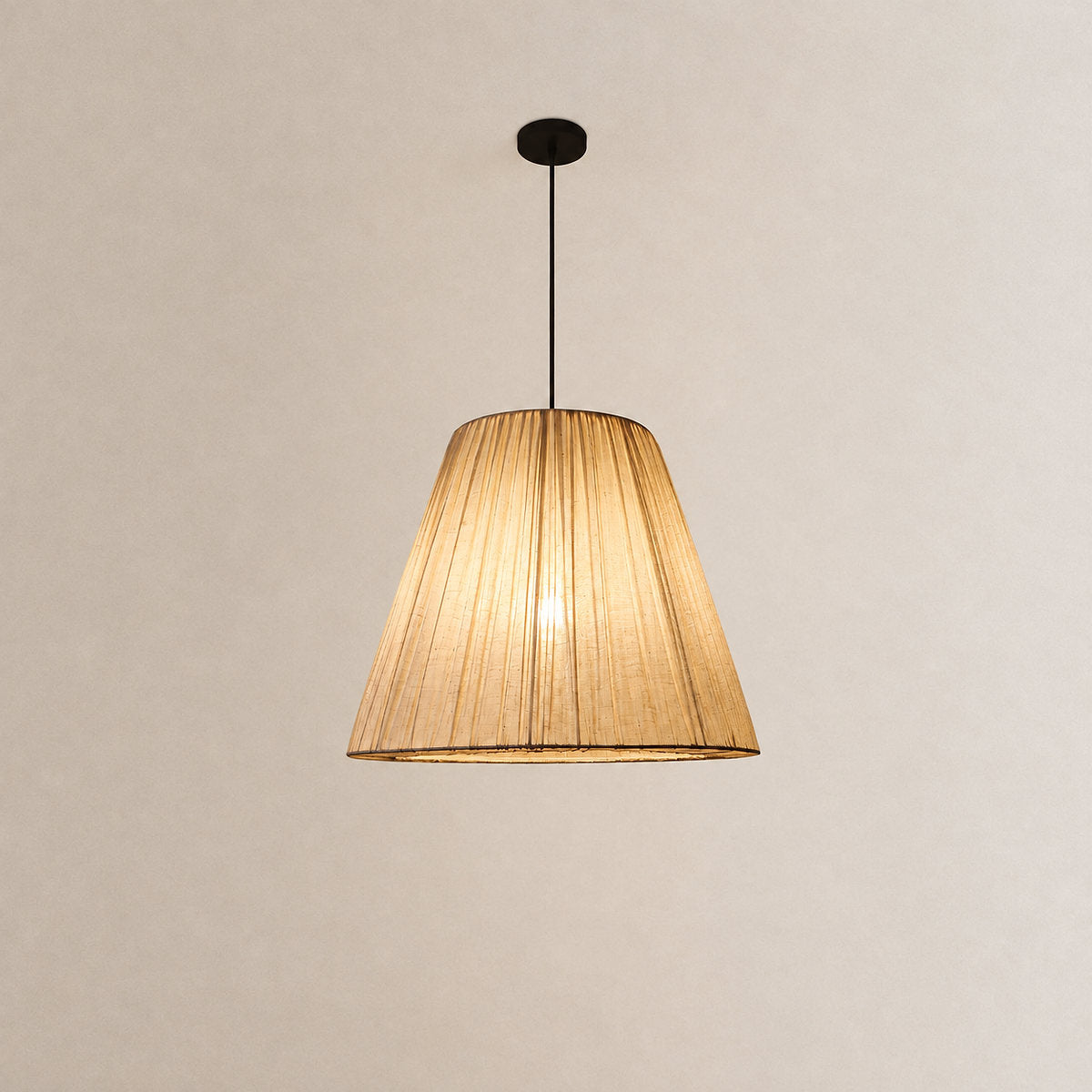Tricolordeer Matte Black Fabric Cone Pendant Light