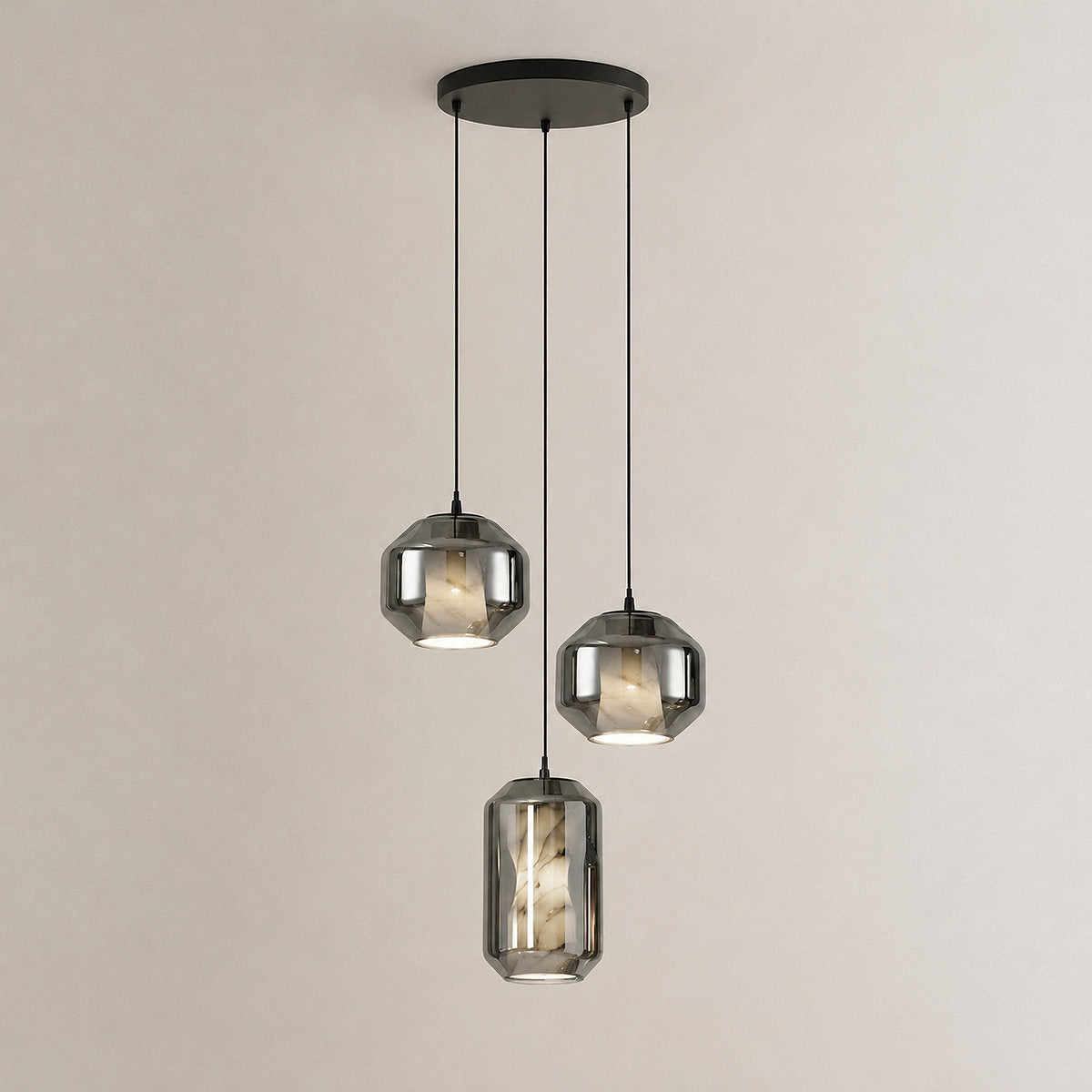 Cylinder Pendant Light in Alabaster and Glass