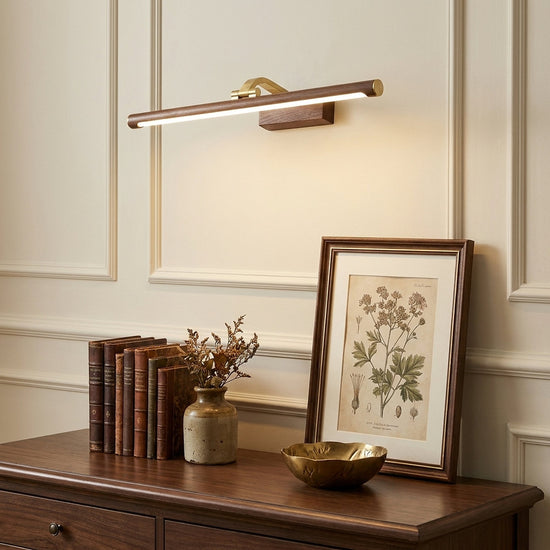 Walnut Color Linear LED Wall Lamp, 15.7~27.5-Inch x H 3.3-Inch, Walnut, Warm Light for Living Room & Dining Room