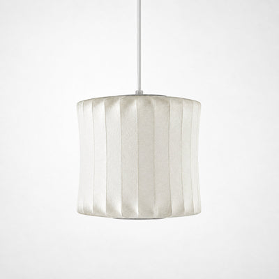 Organic Mulberry Silk Pendant Light with Steel Wireframe