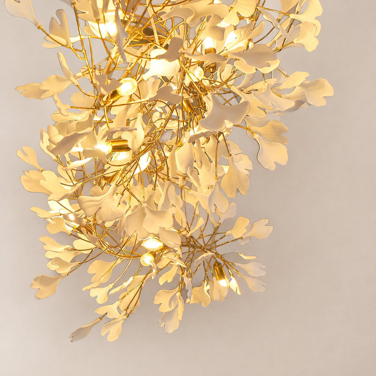 Tricolordeer Cascading Porcelain Leaf Spiral Chandelier