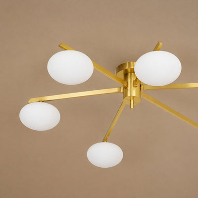 Low-Profile Multi-Arm Oval Glass Ceiling Lamp