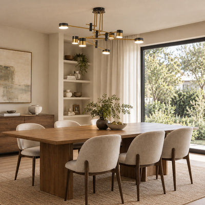 Sculptural Gold and Black LED Chandelier