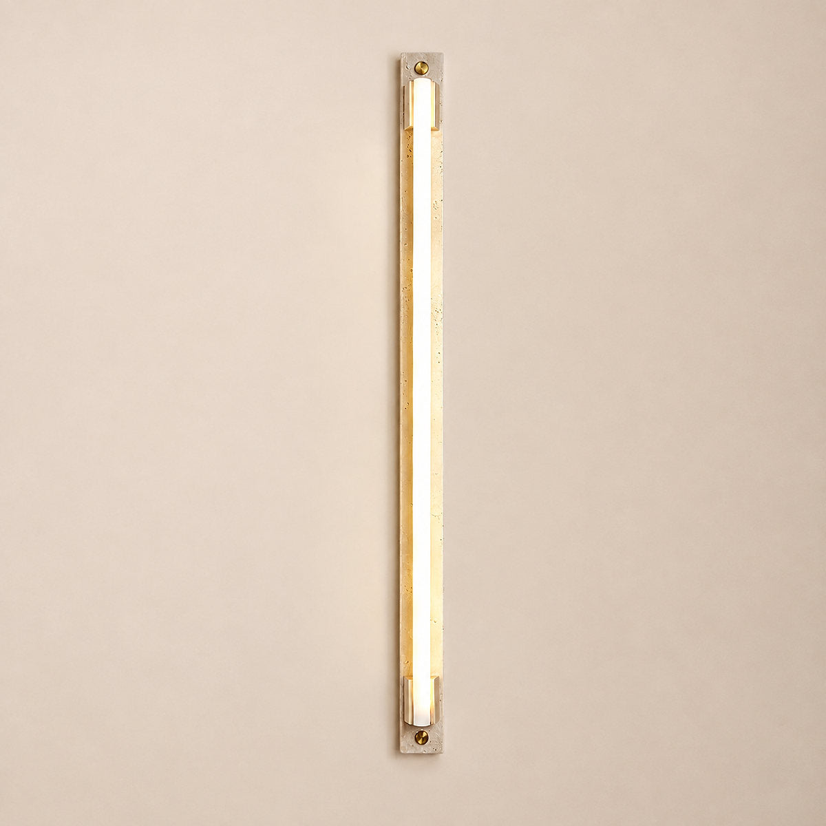 Caelum Light Bar Wall Lamp, 1.9-Inch x H 23.6-Inch, Wood & Yellow Travertine, Warm Light for Living Room & Dining Room