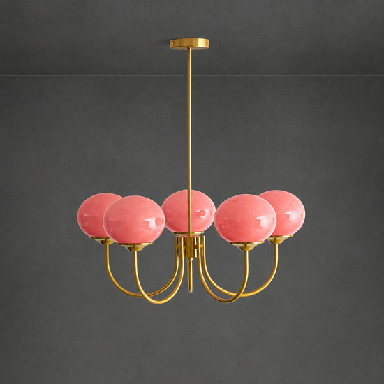 Hand-Sprayed Glass Multi-Light Chandelier