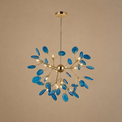 Rose Gold Chandelier with Natural Stone Slices