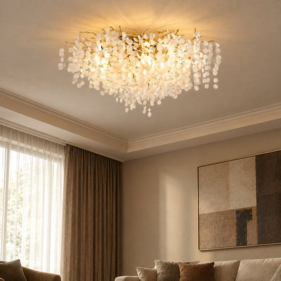 Frosted Glass Disc Branch Ceiling Lamp