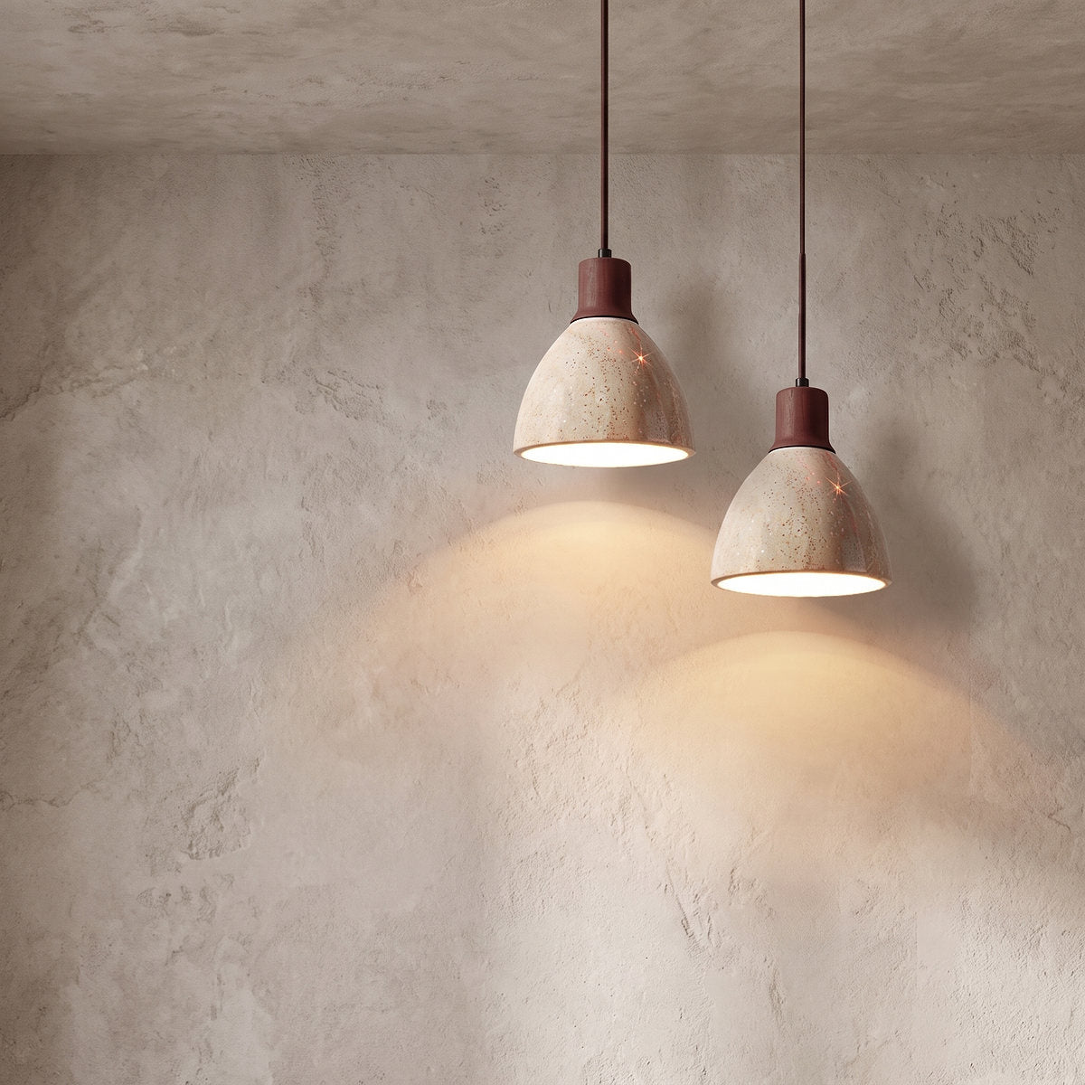 Nerio Pendant Light, 5.9-Inch x H 6.7-Inch, Dark walnut & Yellow Travertine for Dining Room & Living Room