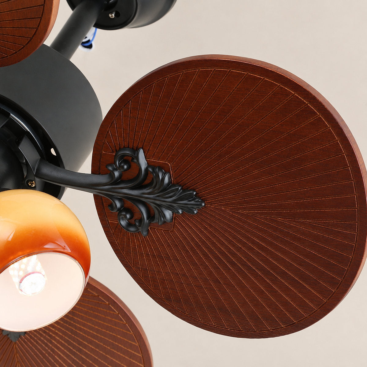 Tricolordeer Island Wooden Ceiling Fan Light