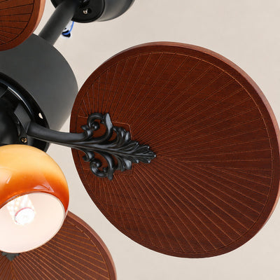 Tricolordeer Island Wooden Ceiling Fan Light
